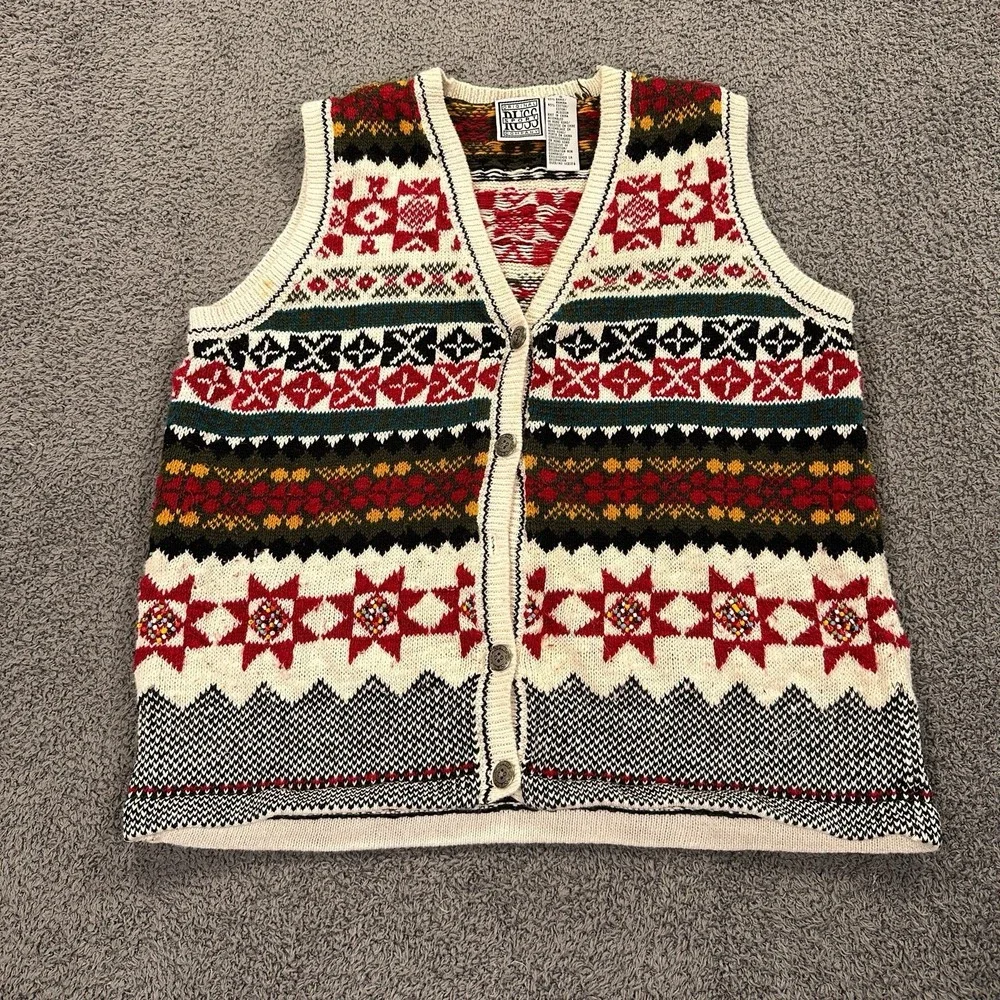 Vtg Russ Sport Company Vest Women Small Knit Beaded Granny Academia Art To Wear